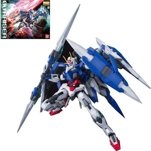 BANDAI MG 1/100 Gundam 00 RAISER OO Lift Set with 1 Light Model Kids Assembled Toy Robot Anime Action Figures Collections Gifts