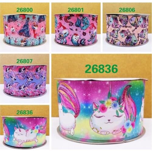 Free shipping 50 yard cartoon printed grosgrain ribbon 26836