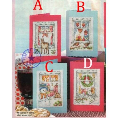 FREE Shipping popular DIY Christmas Card cross stitch kit window, festival card greeting card