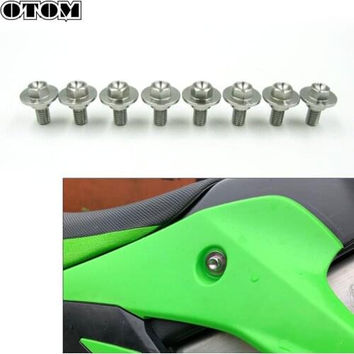 OTOM 8 Pcs Motorcycle Fairing Body Bolts Kit Fastener Clips Screw Nuts For KAWASAKI KX 125 250 500 KX250F KX450F KLX 250R 450R