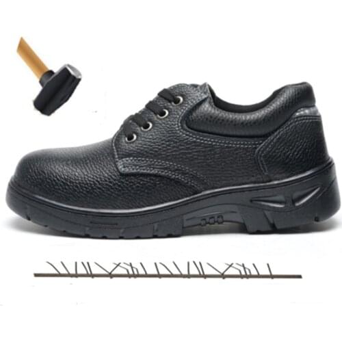 Black Low-top Lace Breathable Waterproof Work Safety Shoes Men Steel Toe Cap Slip Protection Boots Men Flat Casual Shoes