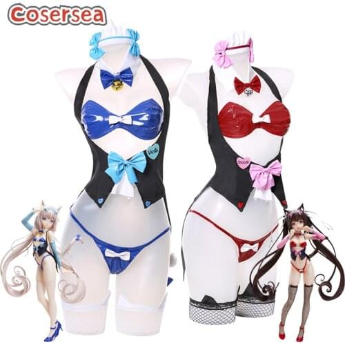 Cosersea Game NEKOPARA Chocola & Vanilla Bunny Girl Cosplay Costume Sweet Girls Uniform Women Sexy Suit Fullset