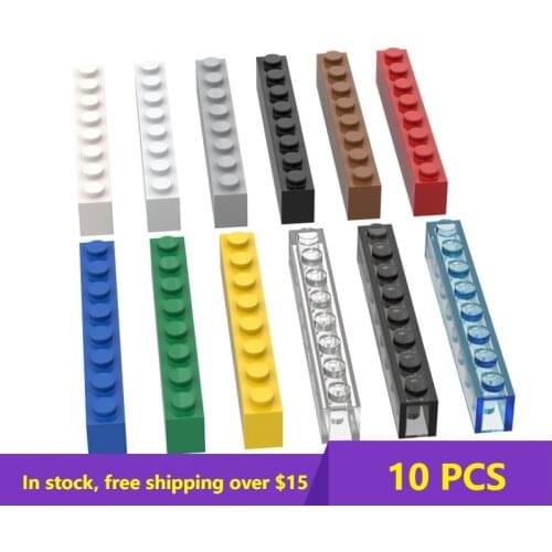 10PCS Building Blocks 3008 1x8 High-Tech Bricks Assembles Particles DIY Assembly Parts Education Toys For Children Kids Gifts