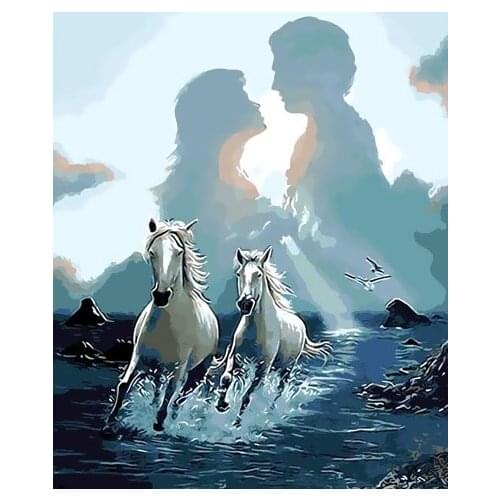 DIY 40X50 Oil Painting By Numbers Running images of love paint by numbers On Canvas Home Decor Digital Painting chrismas