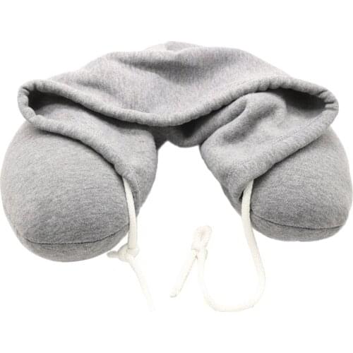 Hooded Travel Neck Pillow Air U Shaped Health Pillow Sleep Head Cushion 4 Colors