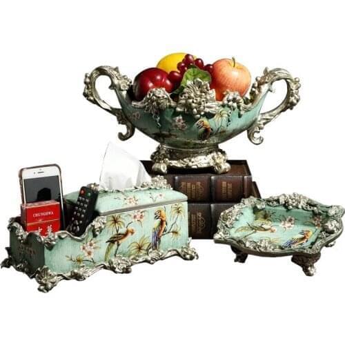 European key-2 Luxury Fruit Plate Home Dried Fruit Plate Decoration Creative Retro Fruit Plate Ornaments