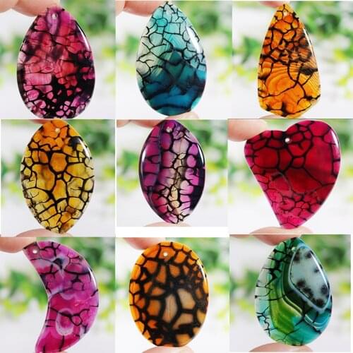 Hot Sell Charms Rainbow Dragon Veins Agates Multiple Shape High Quality Pendant Stone Bead For Jewelry Making 1Pcs Free