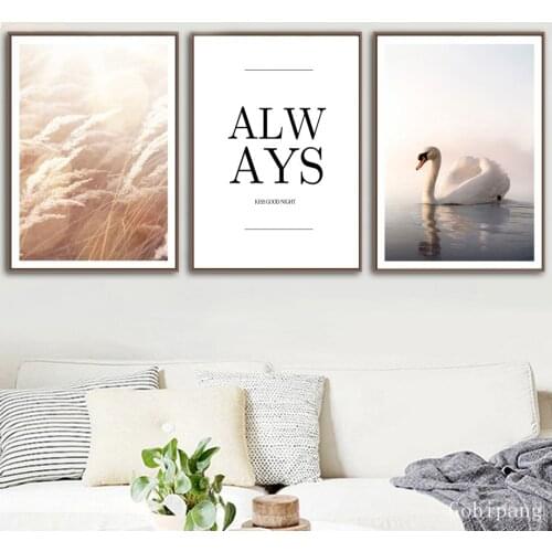 Canvas Painting Art Printed Nordic Minimalist Poster Reed Swan Quote Landscape Corridor Modular Wall Picture Home Decor No Frame