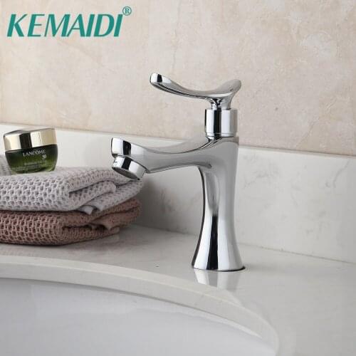 KEMAIDI 3 Color Chrome Basin Sink Faucet Stream Nickel Brushed Bathroom Sink Taps Deck Mounted Single Cold Hand Faucet Tap