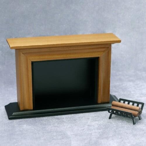 Dollhouse Furniture Living Room Fireplace & Firewood Rack Holder , 1: 12 Scale Miniature Dollhouse Wooden Accessories