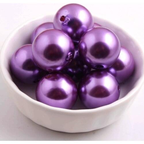 Kwoi vita Chunky Fashion A12 rose purple color 20mm acrylic Imitation Pearl 100pcs a lot for kids Beaded Jewelry