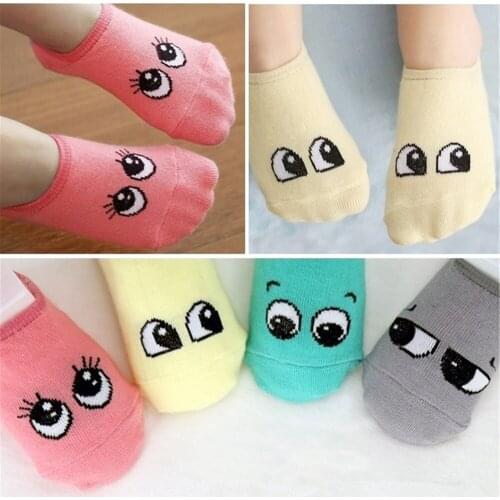 Lovely Cartoon Cute Baby Socks for Boys Girls Cotton Ankle Newborn Sock Print Big Eyes Anti Slip Floor Socks sk113