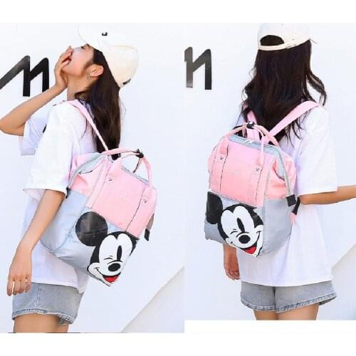Disney Mickey Minnie Diaper Bag Multifunction Large Capacity Fashion Baby Mommy Goods Wet Backpack Nappy Maternity Accessories