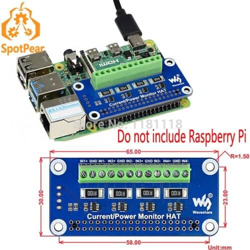 Raspberry Pi Current/Power Monitor HAT I2C/SMBus for Raspberry Pi