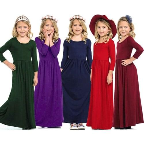2021 Muslim Children Abaya Islamic Clothes Cotton Kaftans Ropa Musulman Mujer Little Girl Dubai Abaya Caftan Marocain