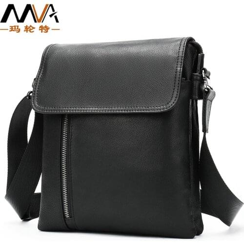Mens Shoulder Bag Black Genuine Leather Small Business Designer Brand Fashion Travel Casual Crossbody Bag Male