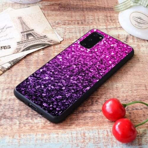 For Samsung Galaxy Beautiful Purple Pink Ombre glitter sparkles Soft TPU border Samsung Galaxy Case