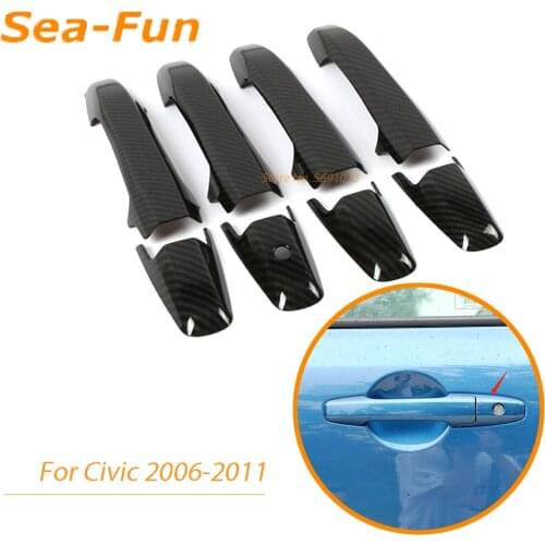 For Honda Civic 2006 2007 2008 2009 2010 2011 Car Side Door Handle Decorative Frame Cover Trim Sticker Car Exterior Accessories