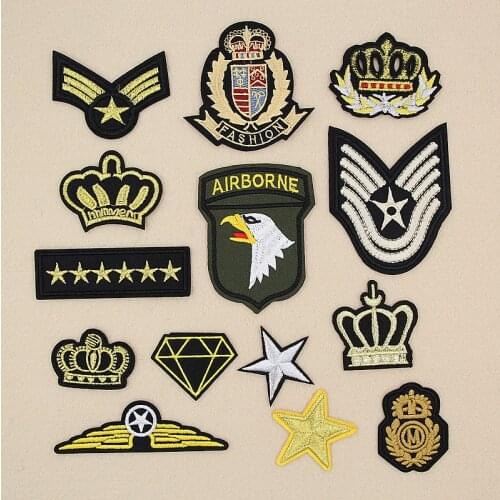 Eagle Airborne Diamond Crown Star Military Army Embroidery Patches for Clothing Iron on Clothes Appliques Badge Stripe Sticker