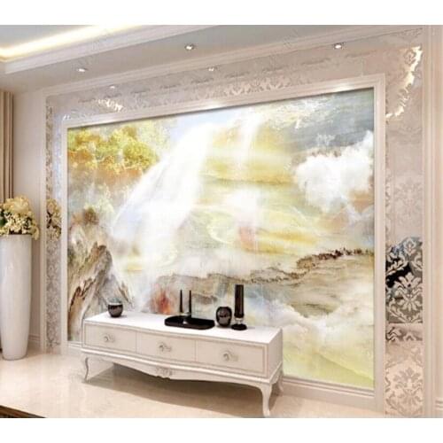 Papel de parede waterfall landscape natural marble 3d wallpaper mural,iving room tv wall bedroom wall papers home decor