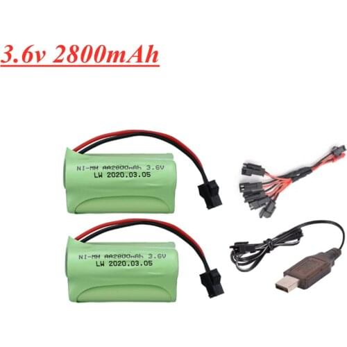 3.6v 2800mah Ni-MH Battery + 3.6V Charger Set For Rc toys Car Tank Train Robot Boat Gun AA 3.6v Rechargeable Battery Pack