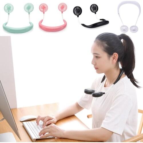New Lazy Sports Hanging Neck Fan Mini USB Small Electric Fan Outdoor Convenient Charging Fan dfdf