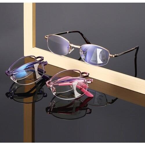 Oval Semi-rim Reading Glasses Women Foldable Portable High Quality Alloy Elegant Fashion Retro Anti Fatigue Anti Blu 1 2 3 to 4