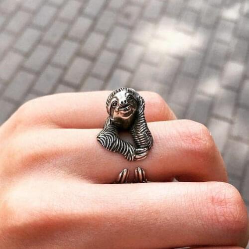 Wholesale Vintage retro Adjustable Sloth Rings 12pcs/lot