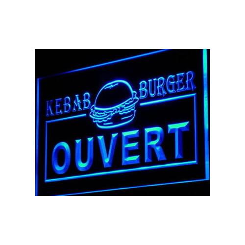 I868 Ouvert Kebab Burger Enseigne Lumineuse Decor Neon Light Signs On/Off Swtich 20+ Colors 5 Sizes