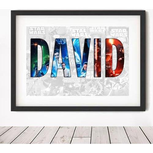 Personalised Star Wars NAME Word Art Print Poster Superhero Canvas Painting Wall Art Anime Hero Gift Home Decor