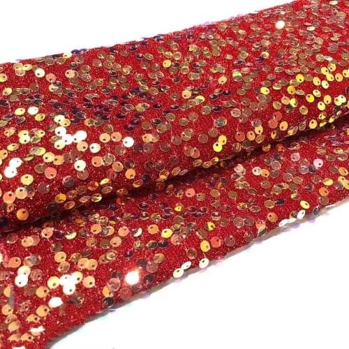 Red Color Popular Sequins Lace Fabrics French Mesh Lace Fabric High Quality Sequence Fabrics Nigerian Net Lace For Wedding Party