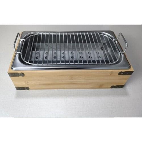 Portable Bamboo box charcoalbarbecue grills rectangular table kebab BBQ stoveheating oven Commercial household outdoor barbecue