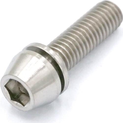 LOT 4 M5 x 18mm Original Color TC4 GR5 Titanium Alloy Allen Hex Screw Taper Cone Head Bolts With Washer For Bicycle
