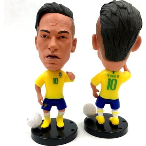 Soccerwe 6.5cm Height Soccer Star Doll 10# Neymar Figures with Small Mini Ball Movable Base