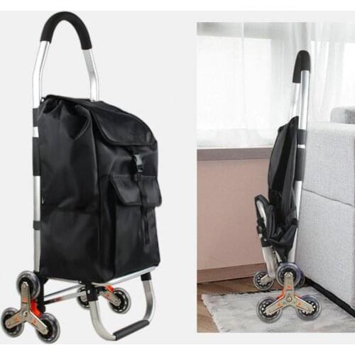 Elderly Shopping Cart Folding Portable Stair Climbing Trolley Aluminum Alloy Trolley Household Artifact Grocery Shopping Cart Sm