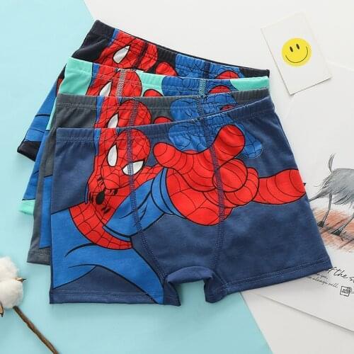 3pcs/Lot Childrens Underwear Spiderman Figures Boys Boxer Briefs Kids Cotton Underwear Cartoon Print Soft Baby Boy Underpants