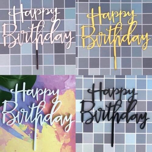 1Pcs Happy Birthday Cake Toppers Acrylic Letter Birthday Party Cake Decorations