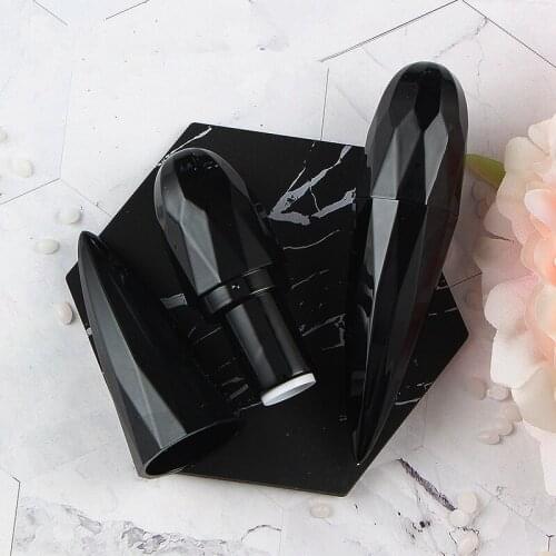 12.1mm Black Irregular Empty Plastic Lipstick Tubes Lip Balm Plump Case Lips Moisturizer Care Travel Bottle Containers 20pcs/lot