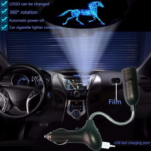 1x Blue Horse Car USB Mobile Phone Charger LED Projection Laser Light for Mustang