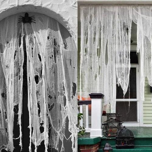 76*183CM Halloween Gauze Decoration Super Size Creepy Cloth Party Supplies Black roving grid decoration Halloween gauze