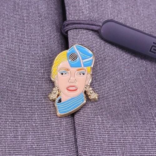 Britney music pin trendy stewardess uniform brooch
