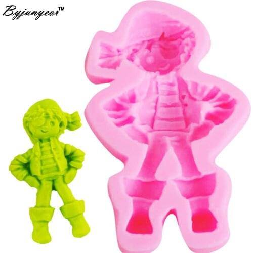 Byjunyeor F1078 Boy Doll UV Resin Silicone Mold Fondant Chocolate Candy Lollipop Crystal Epoxy Soft Clay Bake Tools