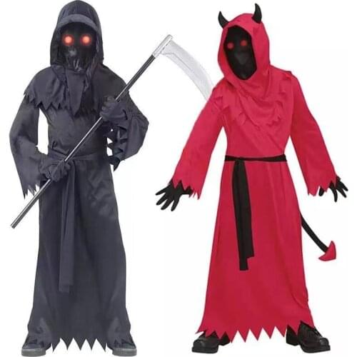 Childrens carnival night drag party demon horror role model mysterious horror death dress up Halloween costume 8-14 years old