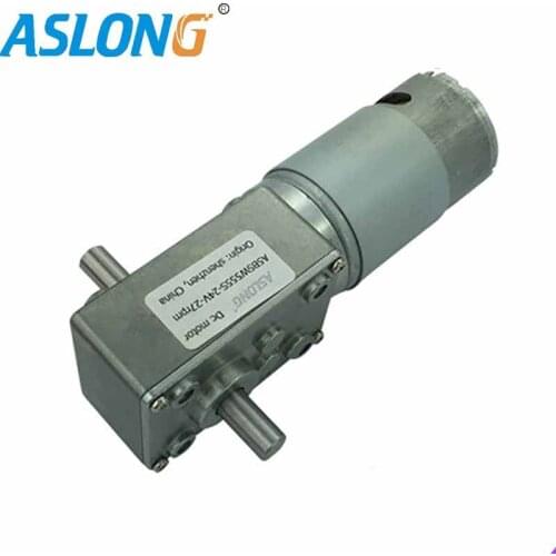 Dual shaft Turbine worm gear motor Square Redutor 12v High torque 555 dc motor metal gear reducer aslong factory A58SW-555S
