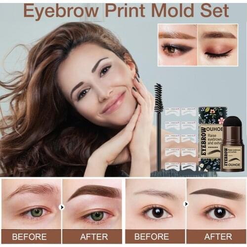 Prefect EyeBrow Stamp Shaping Kit Eyebrow Stencils Waterproof Long Stick Shape Stamp Brow Lasting Natural Contouring Makeup Kit