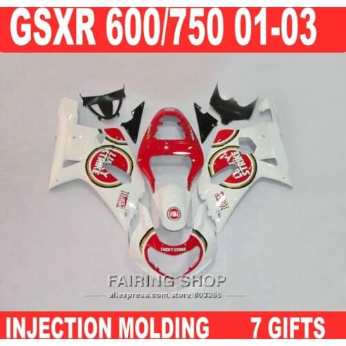 Red Lucky Fairings for Suzuki gsxr600 750 2001 2002 2003 01 02 03 Injection mold fairing kit +EMS free n03