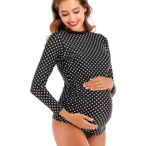 Dot Long sleeves Pregnant Swimwear Women Maternity Sexy&loose Swimwear pregnant Swimsuit Bathing Suit stretch Beachwear 2020