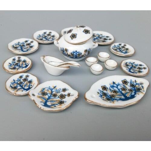 Cute Kids Home Furniture Toys 1:12 Dish Cups Pot Set Dolls House Miniature Tea Dinner Mugs Dollhouse Accessory Play Decoration