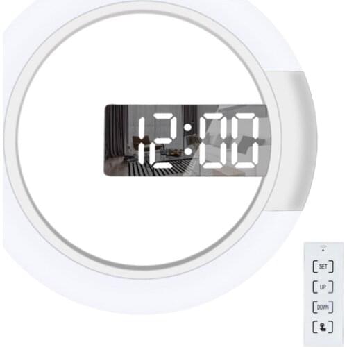 Wall Clock LED Mirror Multifunctional Light Alarm Clock With Temperature Display Ring Shaped Home Decoration Clock Pleasure