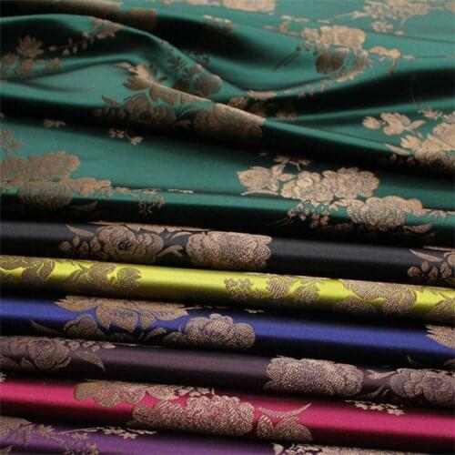 NEW42 Blue Flower Embroidery Chinese Style Jacquard Brocade Fabrics For Dress/Decoration DIY Sewing Materials